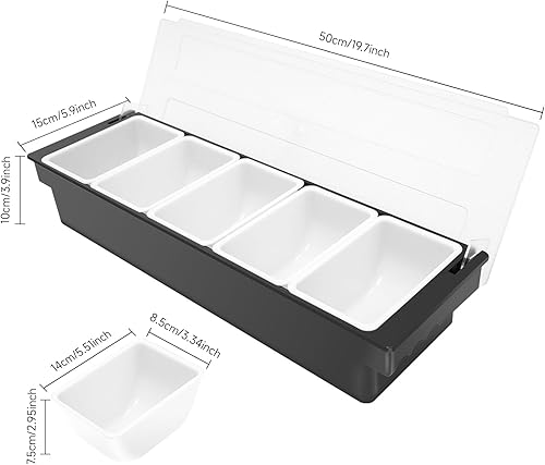 SHZICMY Récipient à ingrédients avec 5 compartiments - Boîte à épices avec couvercle transparent pour cuisine, salle à manger - Nail Gallerys