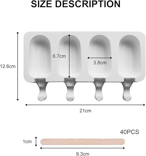Lot de 2 moules à glace en silicone à faire soi-même, moule à glace, moule à glace, moule à gâteau, moule à desserts faits maison, avec poignées pour le lait et le yaourt et 40 glaçons sur la tige. - Nail Gallerys