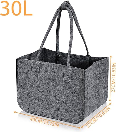 Lighterday Lot de 2 grands sacs à provisions pliables en feutre de 30 l - Avec longues anses - Avec poche intérieure - Nail Gallerys