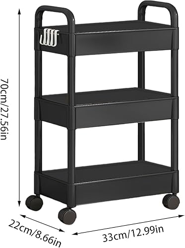 GTFYUDGH 69x33x22cm Chariot Roulant De Stockage - Chariot De Stockage Étagère sur roulettes À 3 Étagères, Chariot De Rangement sur roulettes, Chariot Coulissant De Rangement Mobile - Nail Gallerys