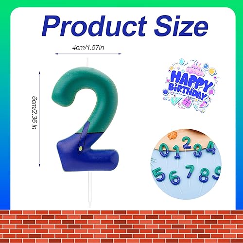 Bougies d'Anniversaire Vertes et Bleues, Numéros de Bougies d'Anniversaire Décoration de Gâteau sur le Thème du Jeu de Dessin Animé Décorations pour la Décoration de Fête (Numéro 7) - Nail Gallerys