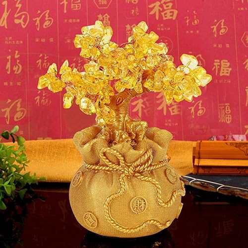 HERCHR Arbre d'argent d'or, Arbre Feng Shui Citrine Arbre d'argent résine Chanceux Arbre bonsaï Statue Bureau décoration de la Maison pour la Richesse Bonne Chance - Nail Gallerys