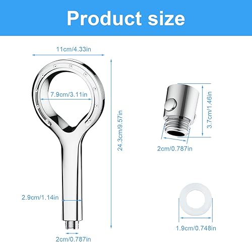 PHMING Pommeau Douche Haute Pression, Atomiseur Haute Pression Pomme de Douche Economie D'eau, Anneau Poire de Douche, avec Vanne D'arrêt, Douchette Robinet, pour Maison, Hôtel, École - Nail Gallerys