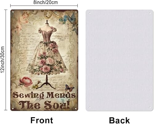SUPERDANT la Couture Répare L'Âme en Plaque Metal Vintage Robe Florale Plaque Murale Decorative Thème de la Robe Signes Vintage Couture Arts Muraux en Métal Décoration Murale pour Chambre de Fille - Nail Gallerys