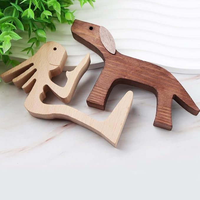 YUZHEDM en Bois Sculpture de Chien Ornement Figurines Ensembl Drôle de Chien Figurine Cadeaux Sculpture de Chien Convient pour Offrir à la Famille, aux Amis, aux Enfants Un Cadeau Chaleureux. - Nail Gallerys