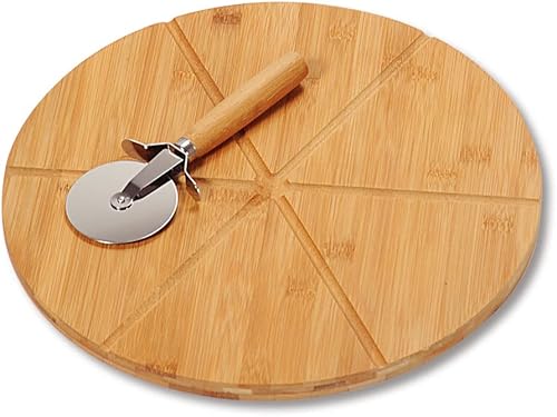 Kesper Assiette à pizza en bambou avec roulette à pizza Ø 32 cm Épaisseur 1 cm 58465 - Nail Gallerys