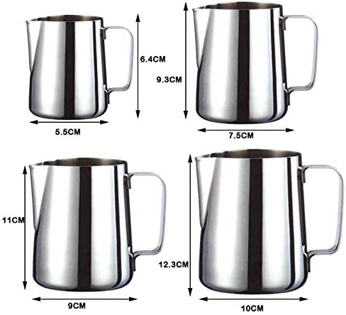 TOOLSTAR Pichet à lait, 150 ml, en acier inoxydable, pichet à la vapeur, pichet pour faire de la mousse de lait, du café latte, du cappuccino (sans graduation) - Nail Gallerys