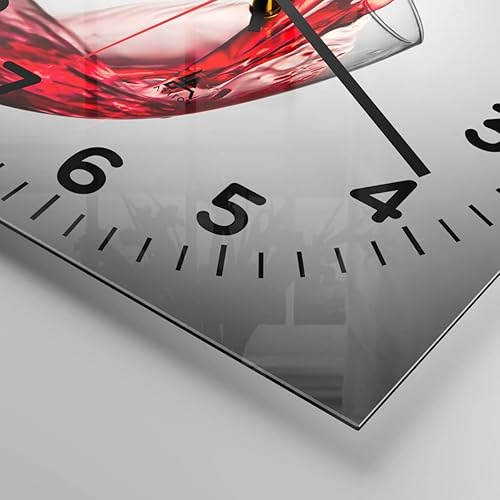 ARTTOR Horloge Murale Design Moderne Boisson Verre vin 30x30cm Petit Pendule Murale en Verre Cuisine Salon Chambre Silencieuse Originale Wall Clock Décoration Murale Art Wall Decor C4AC30x30-2258 - Nail Gallerys