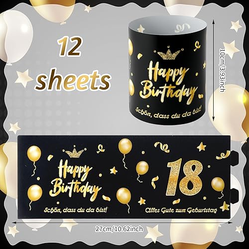 Xialvyu Lot de 12 photophores décoratifs pour 18 ans pour garçon et fille - Décoration de table Happy Birthday - Décoration d'ambiance - Cadeau d'anniversaire - Convient pour les bougies chauffe-plat - Nail Gallerys
