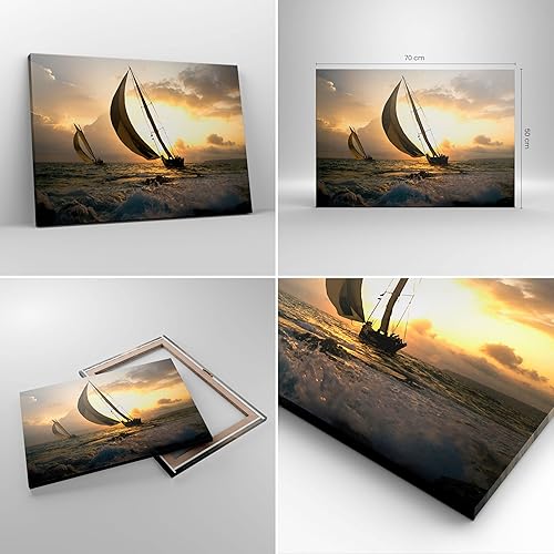 Décoration Salon bateau coucher du soleil le soleil Paysage Moderne Impression sur Toile 120x80cm Image Tableau Decoration Murale Chambre Horizontal Art Wall Tableaux Decoratifs Muraux AA120x80-3158 - Nail Gallerys