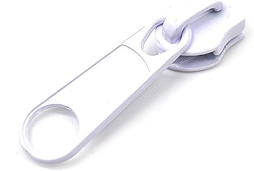 DOJA Barcelona | Curseur Fermeture Eclair | Pack 50 Curseur Blanc N°5 | 40mm Long | Tirette Fermeture Eclair Metal | Couture Accessoires Mercerie | pour Fermeture Eclair au Metre, Zip Fermeture Eclair - Nail Gallerys