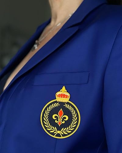 Patch blason fleur de lys, couronne royale et de lauriers, lys royal, emblème fleur de lys, écusson entièrement brodé thermocollant pour customisation de vêtements et accessoires, 9 cm - Nail Gallerys