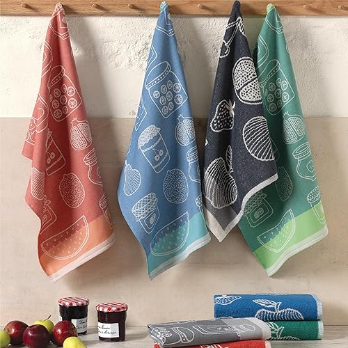 Lot de 2 torchons de cuisine toile FRUITFUL 50x70 cm orange Terracotta - Nail Gallerys