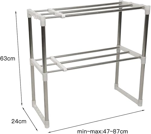 LIUNNCC Support de Four à Micro-Ondes Extensible,Etagere Rangement Cuisine Four à Micro Ondes，Support de Four à Micro-Ondes,Etagere Cuisine Micro Onde en Métal,jusqu'à 25 kg (63 * 24 * 47-87cm) - Nail Gallerys