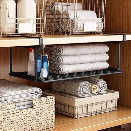 Étagère sous étagère – Panier de rangement suspendu en fil métallique, gain de place pour placard de cuisine | Étagère métallique durable, design coulissant, bac de rangement polyvalent pour bureau, m - Nail Gallerys