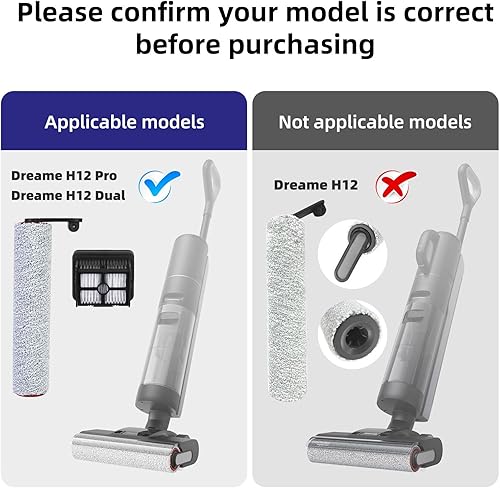 H12 Pro Kit Accessoires pour Dreame H12 Pro, H12 Dual Aspirateur Eau et Poussière - 2 Brosse Rotative + 2 Filtres + 1 Brosse de Nettoyage - Nail Gallerys