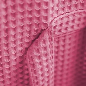 l&j Peignoir de Bain Femmes et Hommes Peignoir à capuche rose en nid d'abeille pour femme 100% coton doux et absorbant avec poches - Nail Gallerys