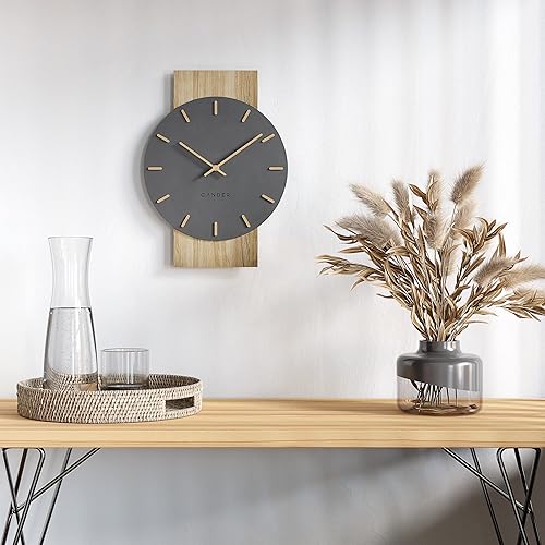 Cander Berlin MNU 2630 Z Horloge Murale silencieuse 41 cm sans Bruit de tic-tac pour Salon Moderne Vintage Gris Noir Aiguilles en Bois - Nail Gallerys