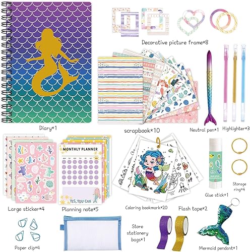 Joyeee Kit de Journal de Bricolage pour Filles, Merveilleux Ensembles de Fournitures de Papeterie, Créatifs Kit d'accessoires de Scrapbooking et Agenda pour Adolescentes#4 - Nail Gallerys