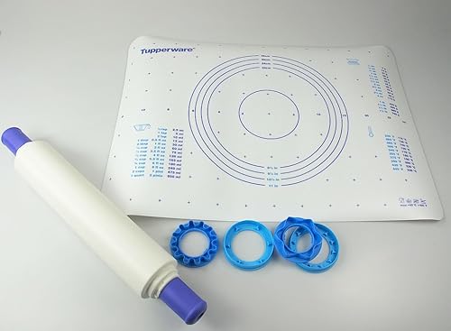 TUPPERWARE D28 Feuille à pâtisserie blanc + O100 Rouleau Modulo avec Découpoirs - Nail Gallerys