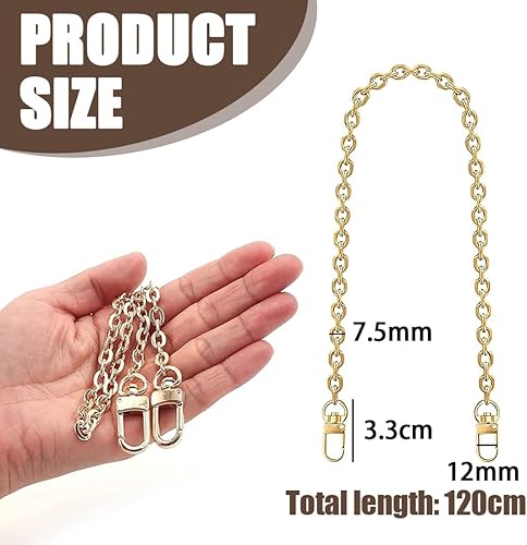 QOWIJEX 1 Pièce Chaîne Sac à Main 120CM Chaine Sac Or, Chaînes de Sac à Main en Métal Remplacement,Chaîne de Sac à Main avec Boucles pour Sac Bandouliere,Sac,Porte-Feuille - Nail Gallerys