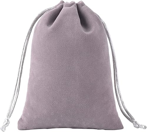 KONMAY Lot de 10 sacs en velours avec cordon de serrage, 20 x 25 cm, gris foncé, pochette à bijoux pour cadeaux, cadeaux de fête - Nail Gallerys
