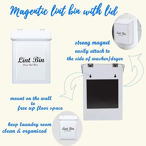 BLEOAKYNUT Boîte de rangement pour linge avec couvercle - Support mural magnétique - Économie d'espace - Organisation et rangement pour sèche-linge et machine à laver (blanc) - Nail Gallerys