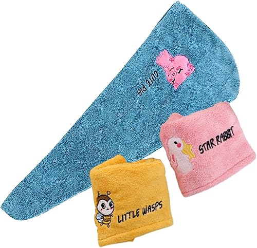 FAINCA Lot de 3 Serviette Microfibre Cheveux, Serviette Cheveux avec Boutons, Sèche Rapidement et Absorbant Serviette à Séchage Rapide Cheveux, pour Tous Les Types de Cheveux - Nail Gallerys