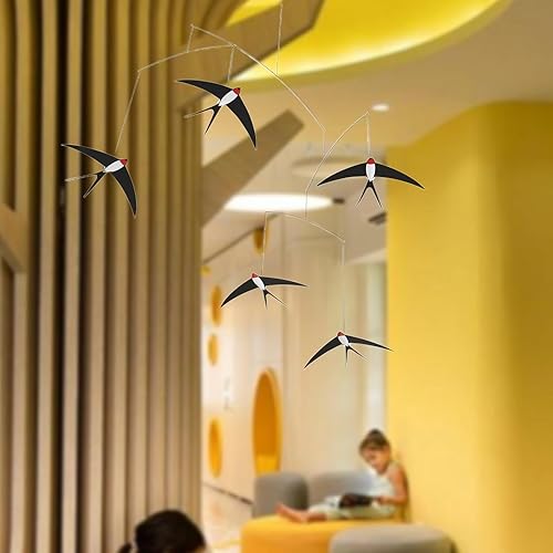 Décoration Murale Oiseaux Volants, Mobiles Pour Adultes | 5 Carillons Éoliens Réalistes D'hirondelle Volante | Cintre Mobile Pour Oiseaux, Décoration D'intérieur Fabriquée À La Main Pour Chambre À Cou - Nail Gallerys
