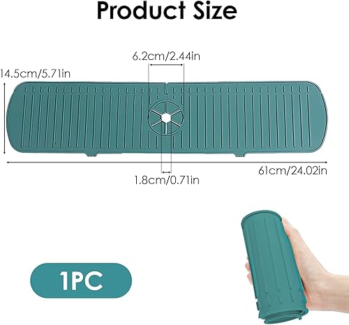 Fadrun Tapis de Robinet, Silicone de Pare éclaboussures pour évier, 61cm x 14.5cm, Protection Anti éclaboussures, pour Protéger Les Cuisines et Les Salles de Bain, Plans de Travail et Sol-Vert - Nail Gallerys