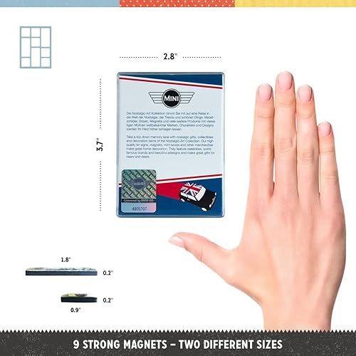 Nostalgic-Art, Set d'aimants rétro, Mini – Union Jack – Cadeau pour Les Fans de Voitures, Décoration pour Le frigo, Design Vintage, 9 pièces - Nail Gallerys