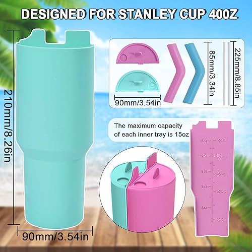 FSWWSF Stanley Cup Accessoires 2 en 1 Séparateur de boisson en silicone, double bac intérieur chaud et froid, doublure en silicone, grande capacité pour jus, café, cola – Idéal pour les fêtes - Nail Gallerys
