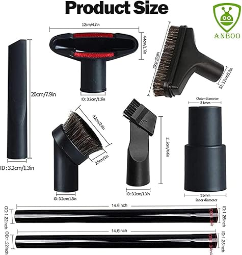 ANBOO Lot de 8 Accessoires pour aspirateur Henry Hoover et Shark - Accessoires pour aspirateurs de 32 mm et 35 mm de diamètre intérieur - avec 2 rallonges d'aspirateur - Nail Gallerys
