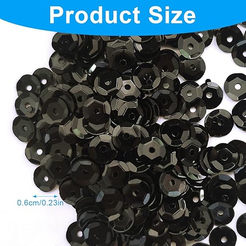 LQIOACU Noir Paillettes, Paillettes Couture Artisanat, pour Coupe Paillettes, pour La Fabrication de Bijoux, L'Artisanat et La Couture (20g, 6mm) - Nail Gallerys