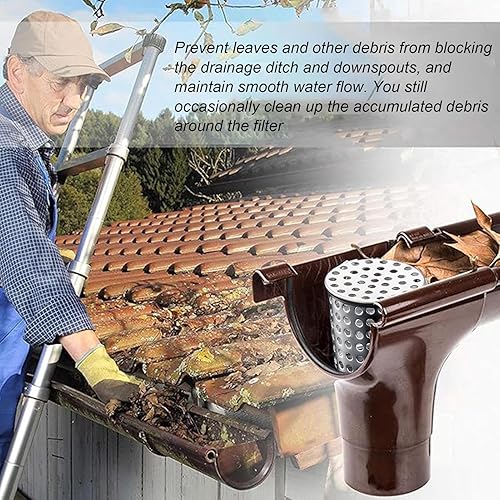 Filtre De Protection De Gouttière en Acier Inoxydable | Crapaudine De Gouttière Filtre Gouttieres | Grille Gouttières Anti Feuilles en Ronde | pour Éviter Les Dépôts Obstrués - Nail Gallerys