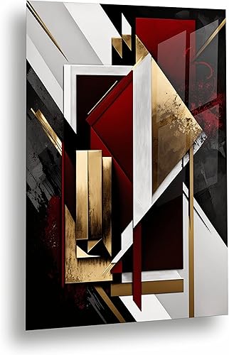 Tableau mural de qualité supérieure en verre acrylique ou composite en aluminium – Pas de tableau mural – Abstrait moderne – Blanc doré Décoration murale design (bleu ardoise, verre acrylique 60 x 40 - Nail Gallerys