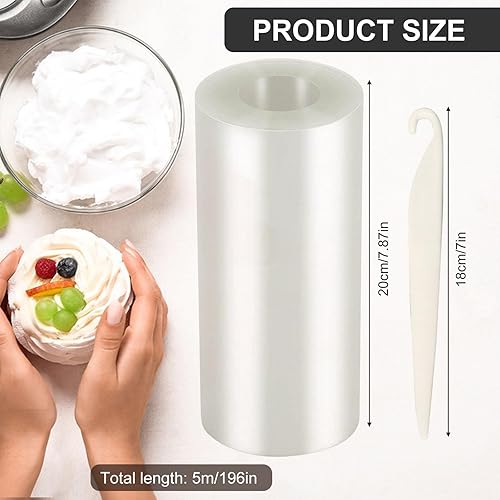 Rhodoid Patisserie,Rouleaux Rodoide 20 cm x 5m,Transparent Patisserie Film Bordure,Rouleaux Colliers à Gâteau,Acetate Film,Décoration de Gâteaux,Anneaux pour Desserts - Nail Gallerys