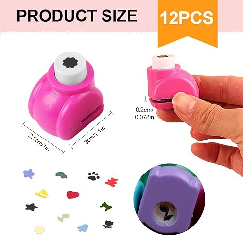 GIDWRIY 12 Pièces Perforatrice Scrapbooking,Perforatrice Forme Enfant,Fantaisie Perforeuse Papier Créatif,Perforatrices Loisirs CréatifsPoinçon Motif Enfant,Decoupe Papier Forme Trouilloteuse - Nail Gallerys