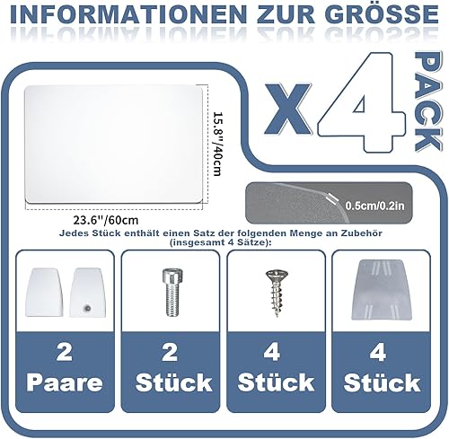 ybaymy Lot de 4 cloisons de séparation pour bureau - En acrylique - 60 x 40 cm - Séparateur de bureau portable - Panneau de protection des données - Séparateur de bureau avec 2 pinces - Pour l'école, - Nail Gallerys