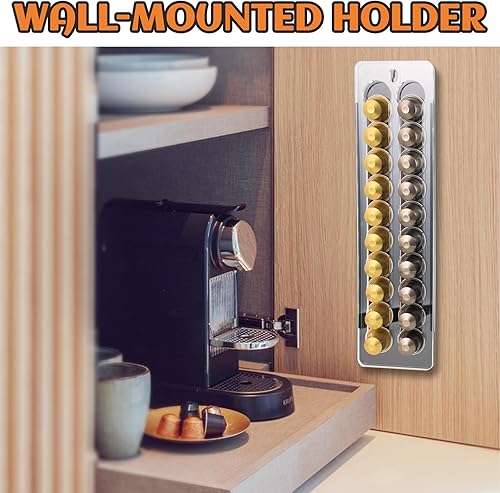 sciuU Porte-capsules Mural compatible avec Nespresso Original Capsules - Support Mural Structure Coulissante et Décorative - Capacité 20 Capsules - Organisateur & Décoration pour Maison ou Bureau - Nail Gallerys