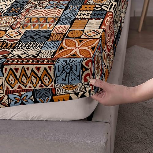 Surwin Drap Housse, Style Bohème Draps Housses Doux, Surmatelas Lavable Ajustable, Housse Matelas avec Bonnet 30 cm, Protege Matelas avec Une Rebord Élastique (Bleu 1,140x200cm) - Nail Gallerys