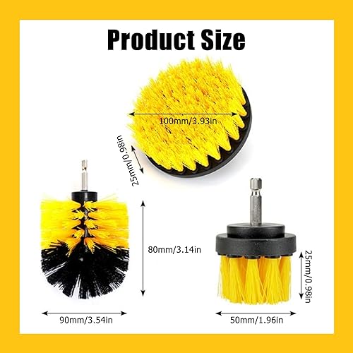 Brosse Perceuse, Brosse de Nettoyage Perceuse, Brosse Perceuse Électrique, 3 Pièces Perceuse Nettoyage Kit, Nettoyage Voiture Brosse,pour Jantes Carrelage Tapis Baignoire Cuisine Toilettes Sol - Nail Gallerys