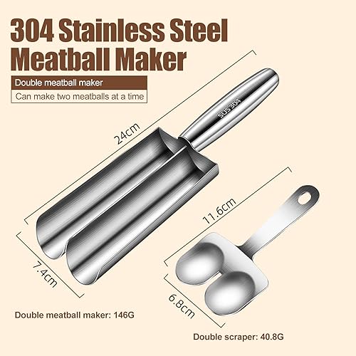 lomdung Machine à Boulettes de Viande en Acier Inoxydable avec Pelle à Découper, Double Tube Distributeur de Boulettes, Moule à Boulettes de Viande, Machine à Boulettes de Viande Antiadhésive - Nail Gallerys