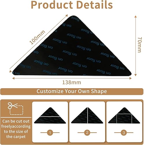 Janety Lot de 20 Tapis antidérapants pour Tapis, lavables et antidérapants pour Tapis triangulaires, Bandes antidérapantes triangulaires pour Tapis - Nail Gallerys