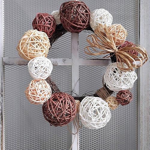 OWLEEN Lot de 21 boules en rotin de 3 couleurs pour remplissage de vase pour fête de mariage, trois tailles (3 cm/5 cm/7 cm) - Nail Gallerys
