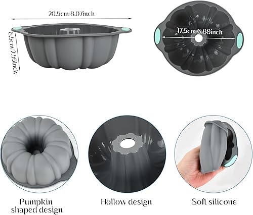 Moule à Kouglof en Silicone, Moule à Pâtisserie Rond, Moule à Gâteau en Forme de Citrouille, Moule à Gâteau Cannelé Anti-Adhérent en Silicone pour Gâteaux, Gelée, Gélatine, Pain - Nail Gallerys