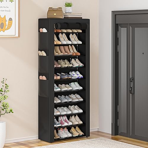 OYREL Étagère à chaussures11 niveaux, grande armoire à chaussures haute pour 36-41 paires de chaussures, stockage de chaussures avec couverture étanche à la poussière chaussure-organisateur - Nail Gallerys