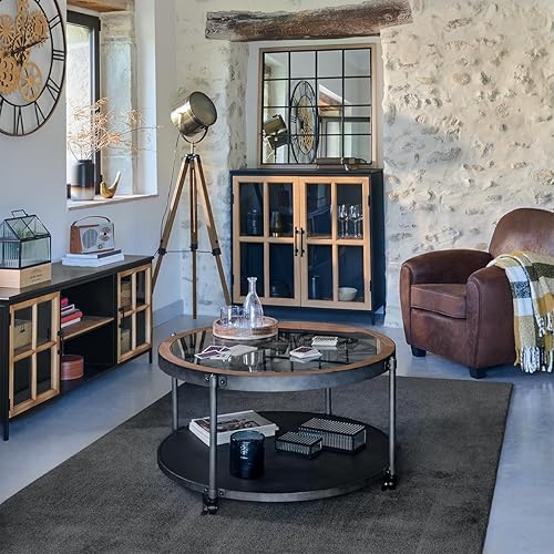 Atmosphera - Table Basse Chrono - métal & Bois D90 cm - Nail Gallerys