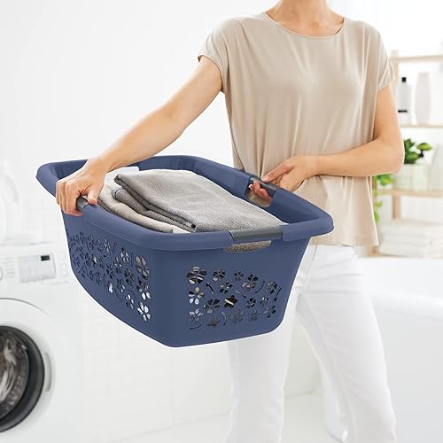 Rotho Flowers Panier à linge 50l avec 4 poignées, Plastique (PP) sans BPA, anthracite, 50l (65.1 x 48.6 x 26.2 cm) - Nail Gallerys