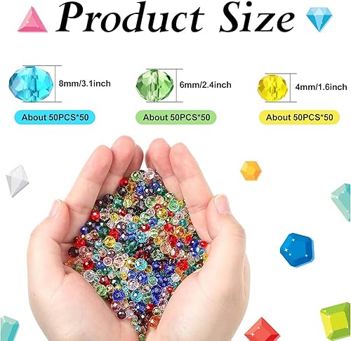 Lot de 800 Perles de Verre en Cristal à Facettes 4/6/8 mm - Boîte de Rangement Incluse - Pour Fabrication de Bijoux, Colliers, Bracelets, Boucles d'Oreilles - Nail Gallerys